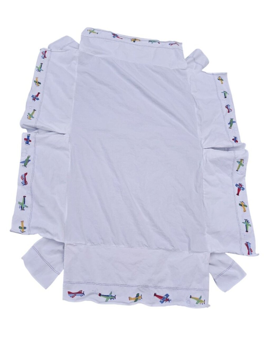 Pottery Barn Kids Crib Skirt With Airplane Embroidery Cotton Made In China Pre-O